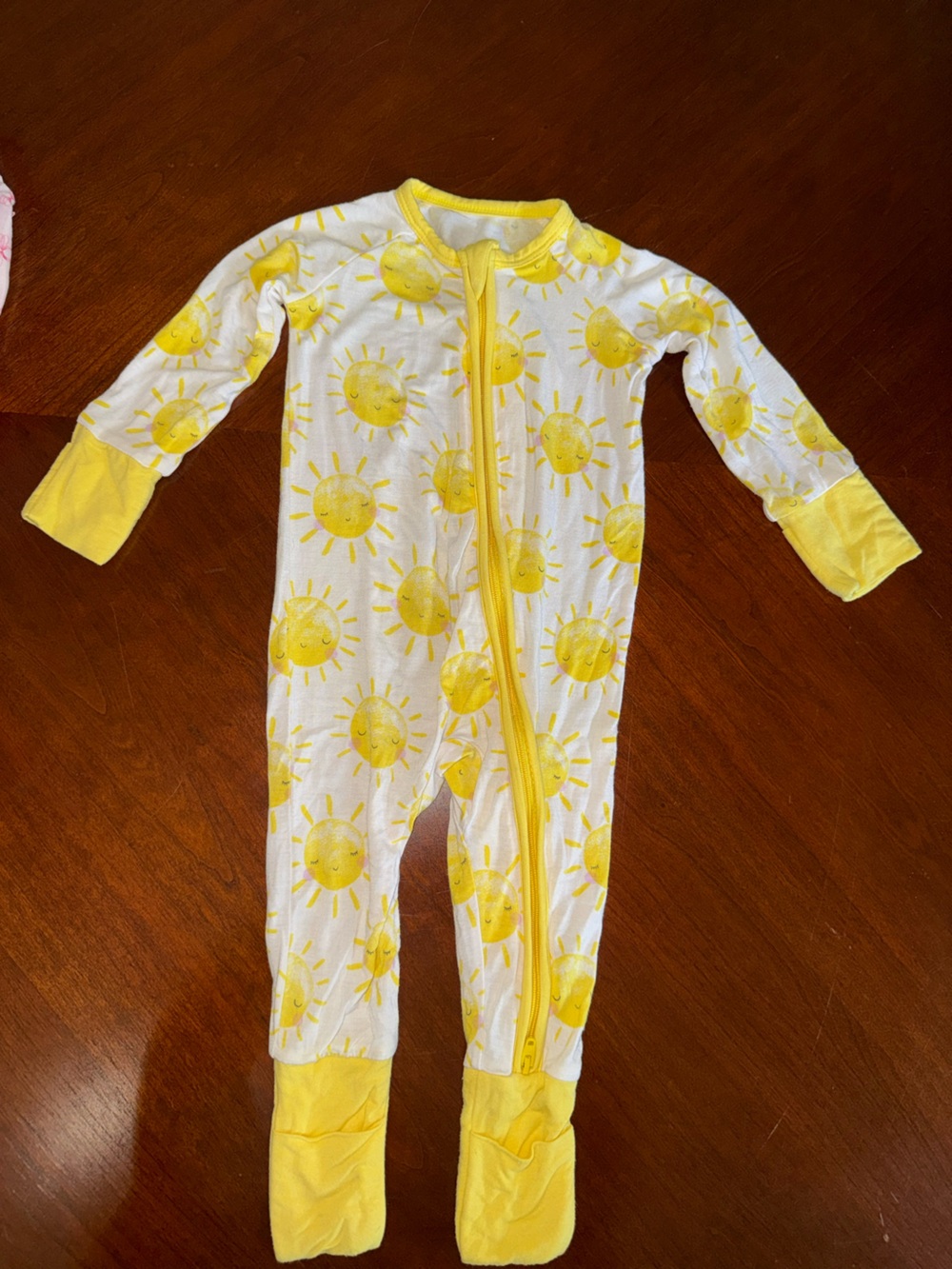 Little Sleepies Yellow Sun-Print Kids One-Piece Zip Footie